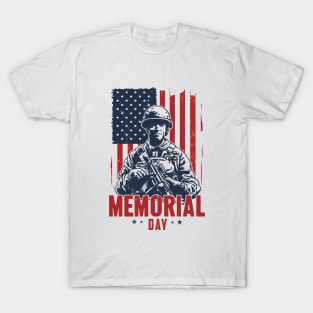 Memorial Day Soldier American Flag T-Shirt